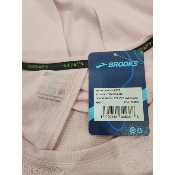 Brooks Array Pink Slit Back Long Sleeve Waffle Running Shirt NWT Women's XL - Picture 9 of 11
